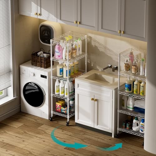 SINGAYE 5 Shelves Storage Shelf Wire Shelving Unit Metal Adjustable Wheels - Image 5
