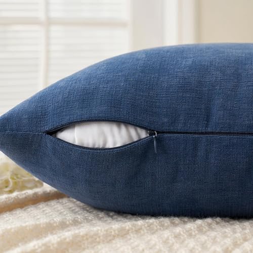 MIULEE Navy Blue Chenille Couch Euro Throw Pillow Covers, 22x22 - Image 5