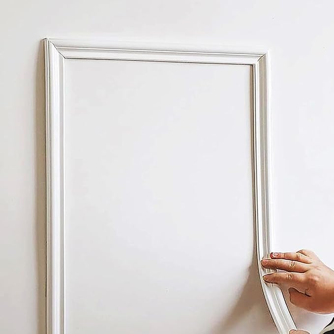 Peel and Stick Flexible Wall Molding Trim Self Adhesive Decorative Strips, DIY 3D Ceiling Trim for Home Décor on Cabinet Door Mirror Frame, 1.3 in x 10 ft White by LaRolls