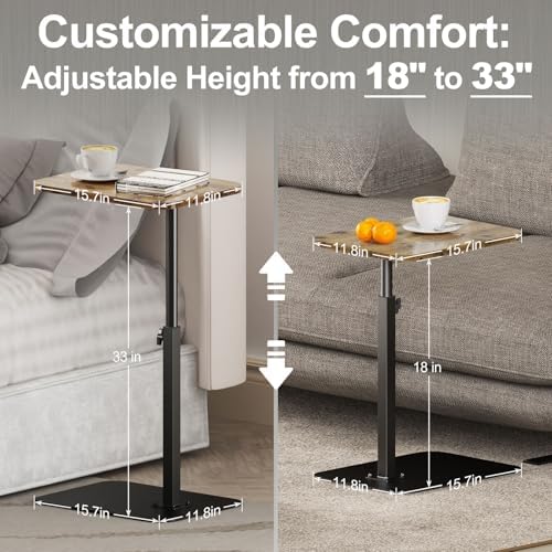 TV Tray Table Adjustable Height Swivel Couch Table with Heavy Metal Base - Image 2