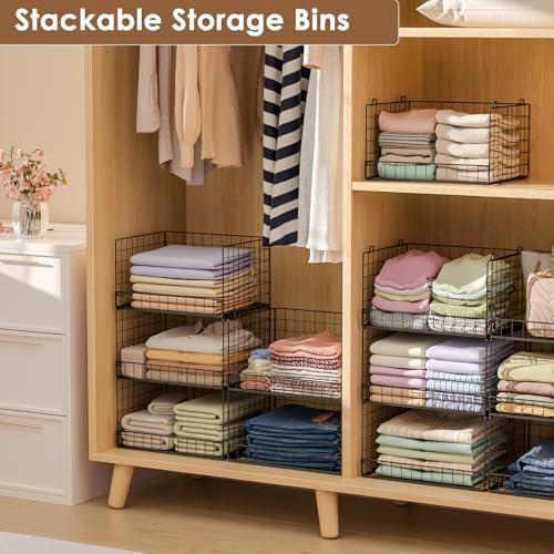 Yociyoga 3-Tier Stackable Closet Organizers and Storage Shelves, Foldable Closet Shelf Organizer, Stackable Storage Bins Drawers for Closet Organizer System, Black(Patent No. 30022416) - Image 4