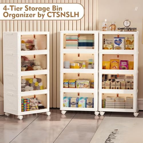 CTSNSLH 4 Tier Plastic Storage Bins with Lid 23QT - Stackable Storage Bins - Image 5