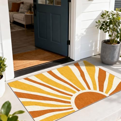 Boho Outdoor Rug - 28" x 43" Front Door Mat Indoor Outside Entrance by Othilic