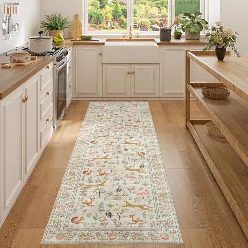DUKINO 2x7 Runner Rug for Hallway, Washable Kitchen Rugs Non Slip, Beige - Image 5