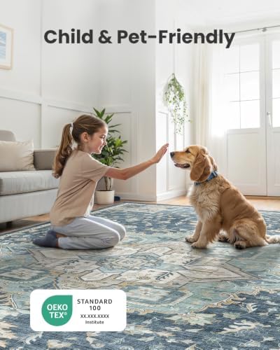 AMADA HOMEFURNISHING 2x4 Washable Area Rug, Low-Profile Entryway Rug with Non-Slip Backing & Durable Edge Binding, Vintage Rug Pattern, Small Rugs for Entryway, Kitchen & Living Room - Image 4