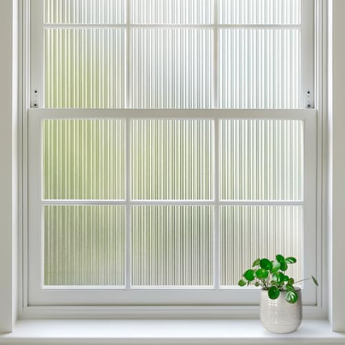 rabbitgoo Reeded Glass Window Privacy Film, Non Adhesive, 29.5" x 118.1" by rabbitgoo