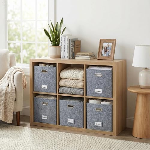 DECOMOMO Felt Storage Bins, 13 inch Cube Storage Bin with Labels - Image 2