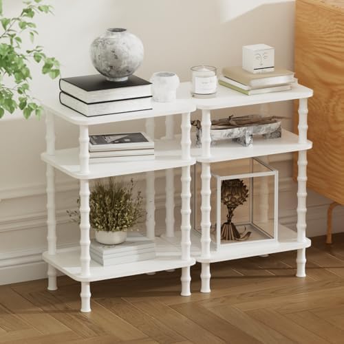 Side Table,Living Room End Tables with 3-Tier,Small Nightstand Table for Small Spaces,Sofa Side,Bedside, Bathroom,Coffee Table,Modern Bedside Table,Stable Frame,Easy Set Up (White) - Image 2