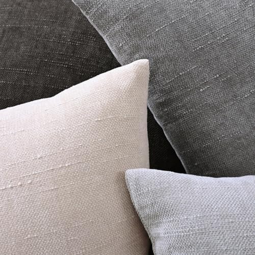 Set of 4 Soft Textured Decorative Throw Pillow Covers 16x16 Inch Cozy Farmhouse Cushion Cover Square Accent Pillow Cases for Bed Couch Sofa Living Room, Dark Grey - Image 6