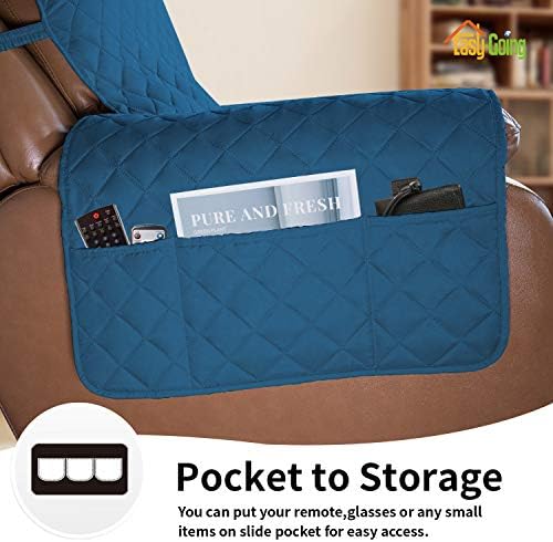 Easy-Going Reversible Couch Cover, Oversized Recliner, Peacockblue/Beige - Image 3
