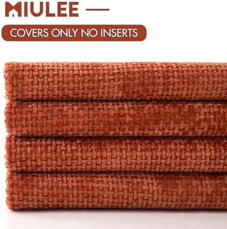 MIULEE Decorative Chenille Fall Pillow Covers Burnt Orange 18x18 Pack of 4 - Image 6