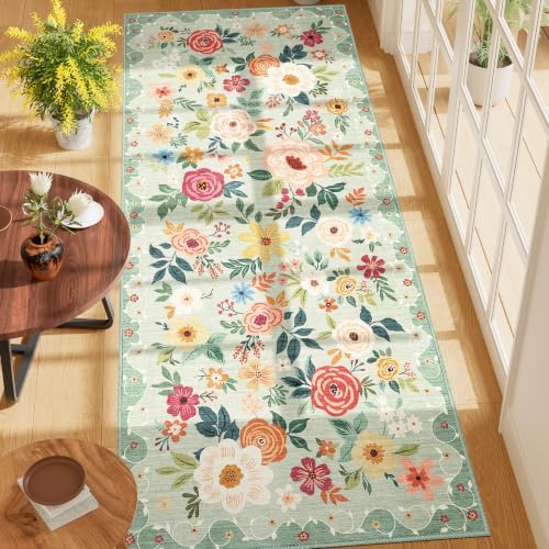 DUKINO 3x7 Kitchen Runner Rug, Washable Rug for Hallway Non Slip, Green - Image 3