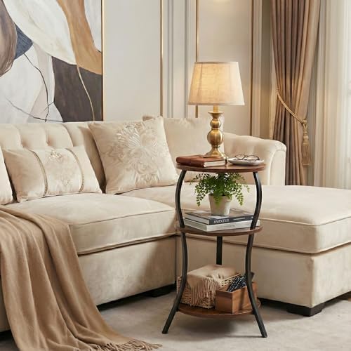YEAKOO Vintage Small Round Side Table,3-Tier End Table for Small Spaces - Image 2