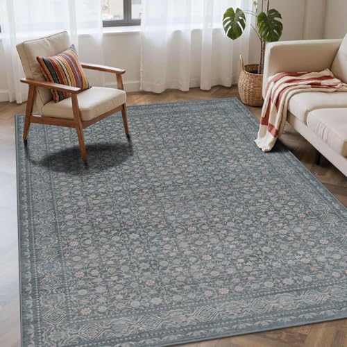 Rugxara 4x6 Vintage Boho Washable Rug for Bedroom(Blue) by Rugxara