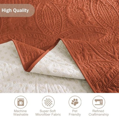 Orange Quilted TV Recliner Covers, Waterproof Medium Recliner Chair Covers, Lazy Boy Chair Covers, Pet Friendly Recliner Slipcover for Dogs, Washable Couch Cover (Recliner 26", Burnt Orange) - Image 5