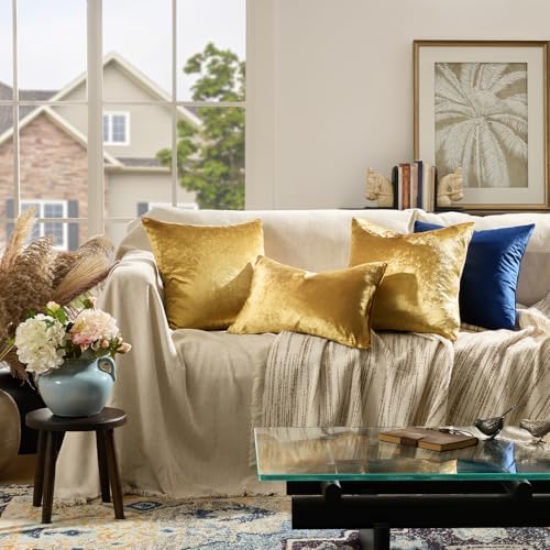 GIGIZAZA Gold Velvet Pillow Covers 18x18 Decorative Pillows Pack of 2 - Image 7