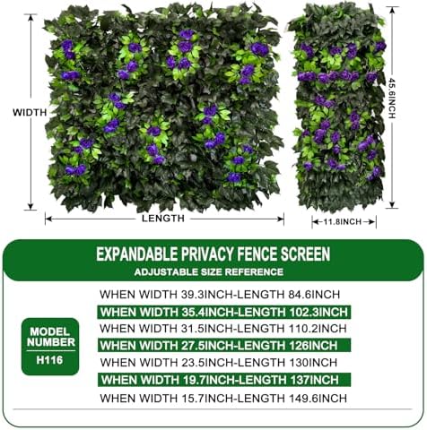 Artificial Expandable Ivy Privacy Fence Screen,Adjustable Size,Dense Leaf Panel,Perfect for Balcony,Garden,Fence Cover and Green Wall Decoration - Image 2