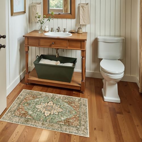 RELEANY Washable Area Rug, Small 2'x3', Brick/Brown/Green - Image 4