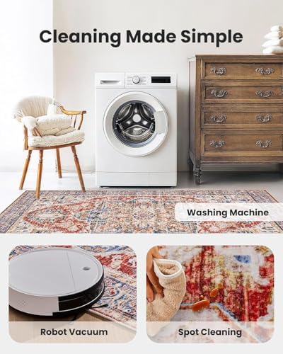 AMADA HOMEFURNISHING 5x7 Area Rugs, Washable Living Room Rug Low-Profile with Non-Slip Backing & Durable Edge Binding, Vintage 5x7 Rugs for Living Room, Bedroom, Dinning Room - Image 6