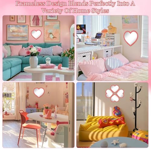 9.44 x 8.46 inch Heart Shaped Acrylic Mirror Tile for Wall - Image 5