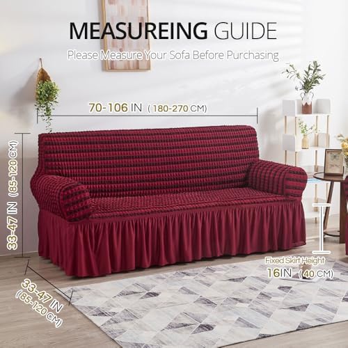 NICEEC Sofa Cover Double Red Couch Cover Stretch Sofa Slipcover with Skirt - Image 6