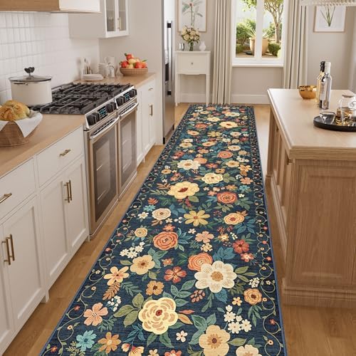 DUKINO 3x12 Washable Runner Rug Long Hallway Runner Rug Non Slip Navy Blue - Image 5