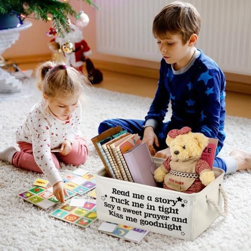 Marsui 1 Pcs Read Me a Story Book Storage Basket, Tuck Me in Tight, White - Image 5