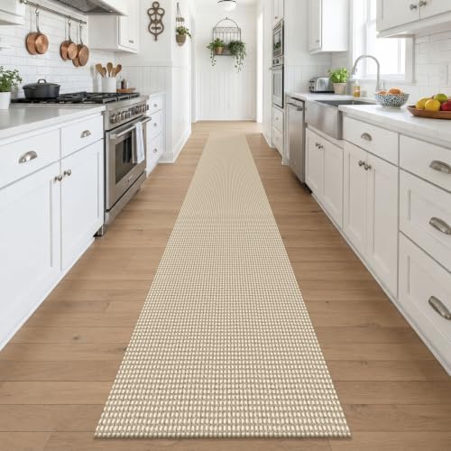 KOZYFLY Braided 2x18 Runners Rugs for Hallway, Extra Long Washable Runner Rug, Woven Non Slip Kitchen Runner, Cotton Entryway Rug, Floor Carpet for Entry, Aisle, Hall, Ivory Beige - Image 2