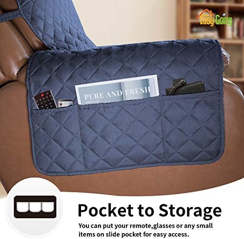 Easy-Going Reversible Couch Cover, Oversized Recliner, Dark Blue/Light Blue - Image 3