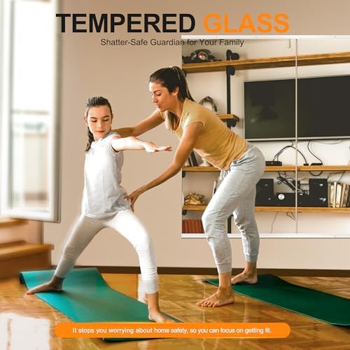 Delma Home Gym Mirror, 48''x28''x2PCS White Wall Mounted Large Frameless Tempered Glass Wall Mirror for Home Gym, Garage, Bedroom, Bathroom - Image 2
