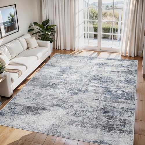 6x9 Area Rugs for Living Room Washable Bedroom Dining Room Blue Grey by Aelenmu