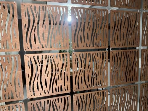 Wooden Hanging Room Divider Panels, Walnut, Set of 12 - Image 5