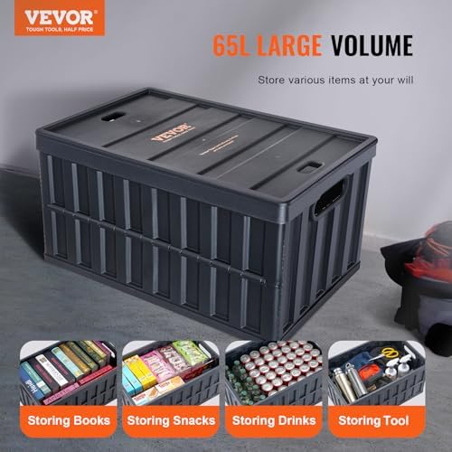 VEVOR 65L Collapsible Storage Bins with Lids 3 Packs, Stackable Crates - Image 2