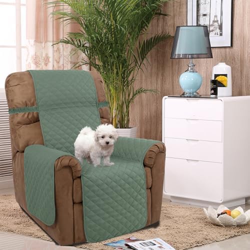 U-NICE HOME Reversible Recliner Chair Covers, Greyish Green/Taupe - Image 2