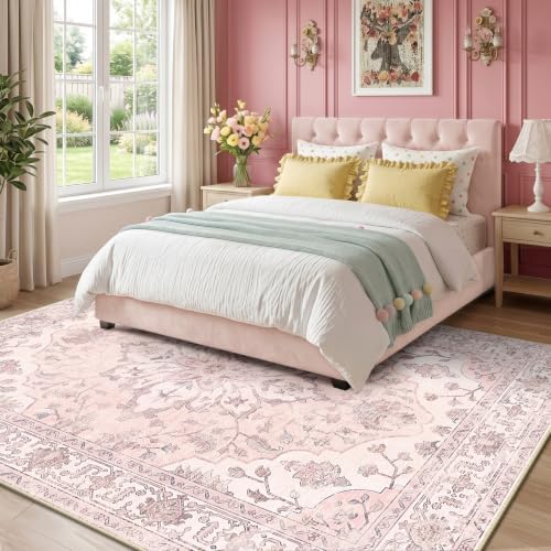 RELEANY Washable Area Rug, 6'x9', Pink - Image 3