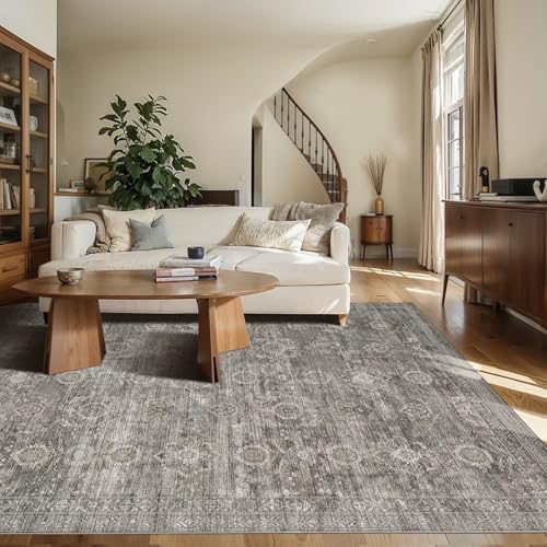 Rugxara 6x9 Area Rugs Washable Rug for Living Room Bedroom, Taupe/Grey - Image 2
