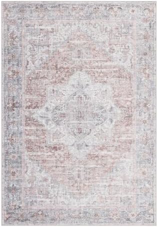 ReaLife Rugs Machine Washable Area Rug Runner - Living Room Bedroom Bathroom Kitchen Entryway - Padded Low Pile Stain Resistant Premium - Boho Farmhouse Vintage - Lyle - Gray Ivory Blush 3' x 5' - Image 3