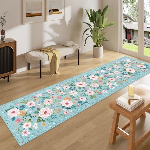 DUKINO 2x8 Runner Rug, Washable Runner Rug for Kitchen Non Slip, Teal - Image 3