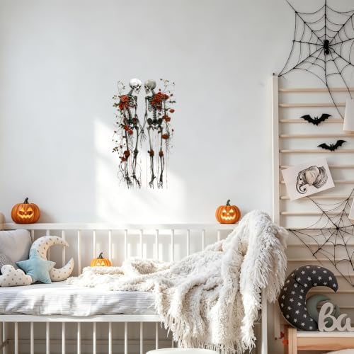 ANNA QUEEN Skeleton Couple Wall Decals Peel and Stick Gothic Rose Wall Stickers, Romantic Skull Removable Vinyl Wall Decor, Halloween Horror Wall Art for Bedroom Living Room Window Party Decorations - Image 3
