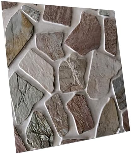 3D wall Panels Peel and Stick,Faue Stone Wall Panel,3D Texture PVC Waterproof Self Adhesive Decorative for Living Room Bedroom Kitchen Bathroom Interior wallboard 10PCS 11.81x11.81 inches by Stunningwallpanels