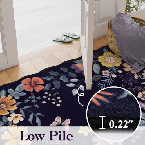 Lahome Floral Washable Entryway Rug, 2X3 Purple Kitchen Rugs Non Slip Small - Image 5