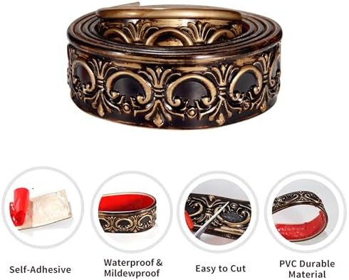 Flexible Self-Adhesive Molding Trim - 9.9 Feet Peel and Stick Wall, Ceiling, Cabinet Border, Mirror Frame for Home Decor (Brass) - Image 3