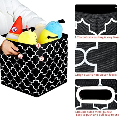Fabric Cloth Storage Bins,Fabric Cube Organizer with Dual Handles Foldable Cube Storage Baskets for Home Bedroom Storage,Set of 3,(Black light) - Image 5