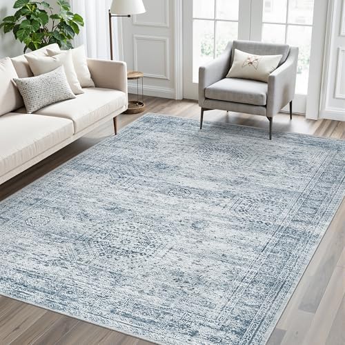 Soalmost 6x9 Area Rug for Living Room Washable Rugs Non-Slip Blue by Soalmost