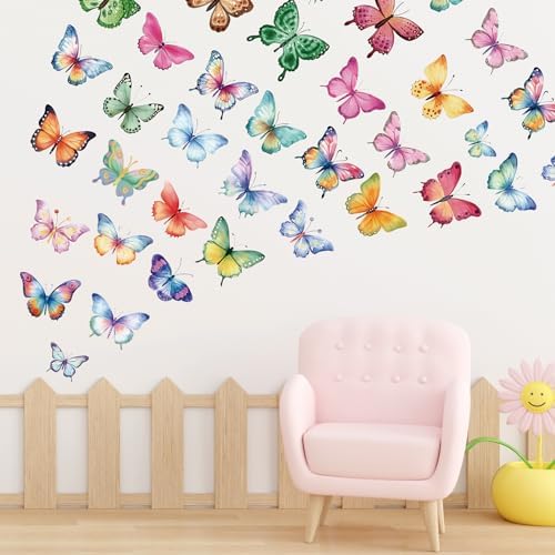 AOWDIAO 62 Large Butterfly Wall Decals - Peel and Stick Vinyl Wall Stickers for Room Decor, Safe for Walls, Repositionable by AOWDIAO