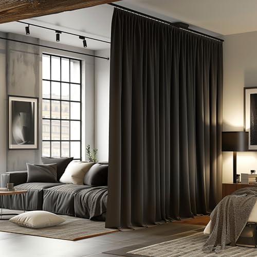 Room Divider Curtains with Ceiling Track, 100% Blackout Heavy Ceiling Curtains Noise Reduction Privacy Curtain Track System Kits, 10 ft Wide x 7 ft Tall, Black, 1 Panel - Image 6