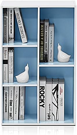 Furinno LUDER Book Shelf, 5-Cube Bookshelf, Reversible Bookcase, 9.4 x 19.5 x 31.5, Easy Assembly, for Living Room, Bedroom, Home Office, White/Light Blue - Image 6