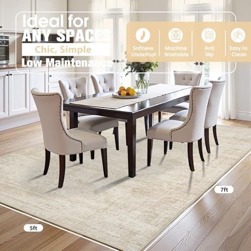 Aelenmu 5x7 Area Rugs for Living Room Washable Bedroom Dining Room Beige - Image 2