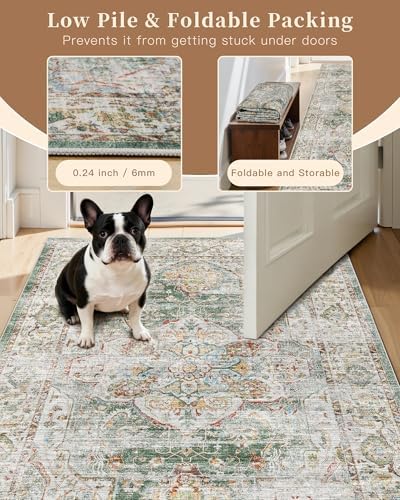 Madane Washable Runner Rug 2x6 Runners for Hallways Non Slip, Green - Image 6