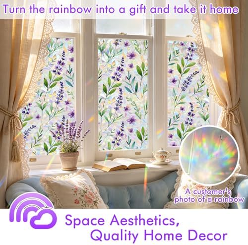 SOMWISE Rainbow Stained Glass Window Privacy Film,Heat Blocking Save Energy - Image 3